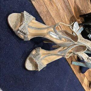 Elegant Silver Strappy Heels